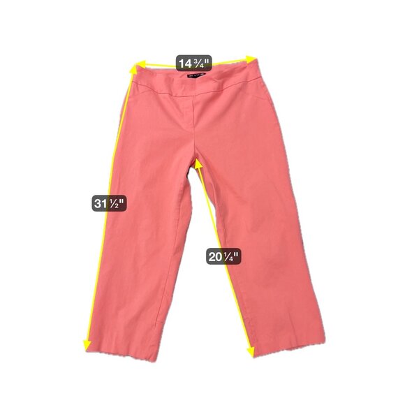 Zac & Rachel Pull On Cropped Capri Pants Coral Sz 10 Flat Front O-Ring Hem - Picture 7 of 10